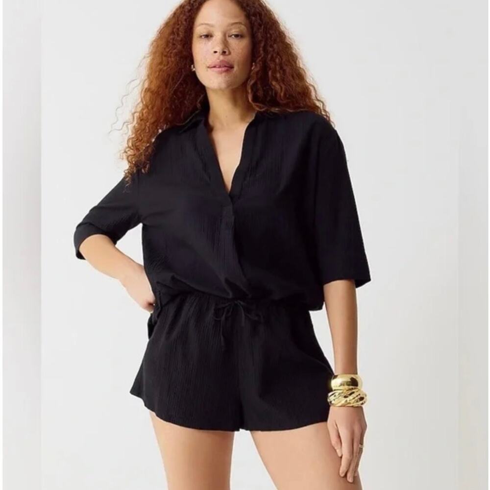 NWT J.Crew Airy Gauze Beach Shorts in Black